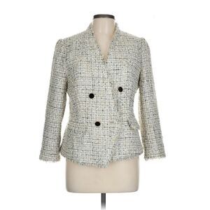 Ann Taylor Cream Tweed Double-Breasted Blazer